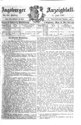 Augsburger Anzeigeblatt Montag 15. Juli 1867