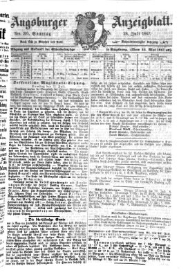 Augsburger Anzeigeblatt Sonntag 28. Juli 1867