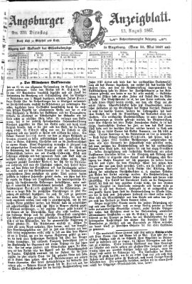 Augsburger Anzeigeblatt Dienstag 13. August 1867