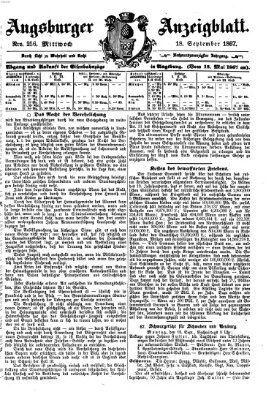 Augsburger Anzeigeblatt Mittwoch 18. September 1867