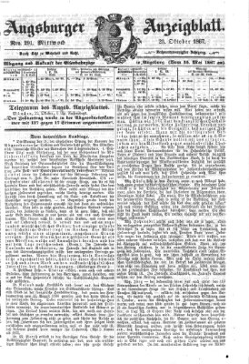 Augsburger Anzeigeblatt Mittwoch 23. Oktober 1867