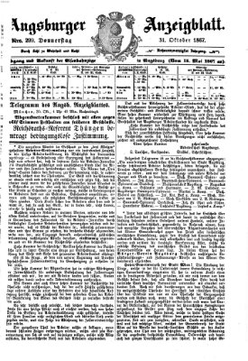 Augsburger Anzeigeblatt Donnerstag 31. Oktober 1867