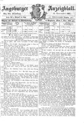 Augsburger Anzeigeblatt Dienstag 12. November 1867