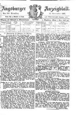 Augsburger Anzeigeblatt Samstag 30. November 1867