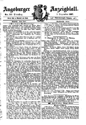 Augsburger Anzeigeblatt Dienstag 3. Dezember 1867