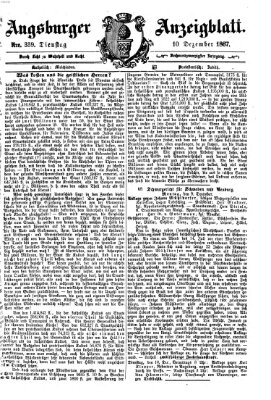 Augsburger Anzeigeblatt Dienstag 10. Dezember 1867