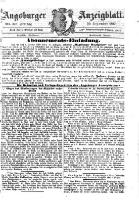 Augsburger Anzeigeblatt Freitag 20. Dezember 1867