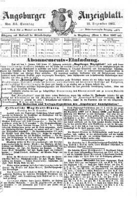 Augsburger Anzeigeblatt Sonntag 22. Dezember 1867