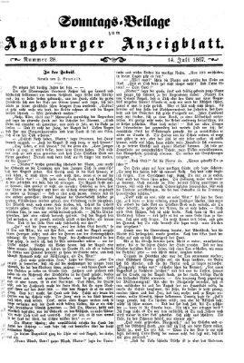 Augsburger Anzeigeblatt Sonntag 14. Juli 1867