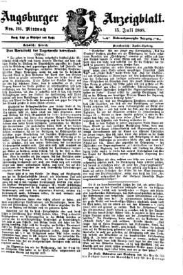 Augsburger Anzeigeblatt Mittwoch 15. Juli 1868