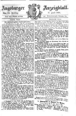 Augsburger Anzeigeblatt Freitag 17. Juli 1868