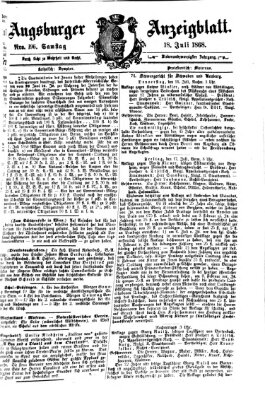 Augsburger Anzeigeblatt Samstag 18. Juli 1868