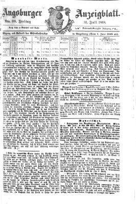 Augsburger Anzeigeblatt Freitag 31. Juli 1868