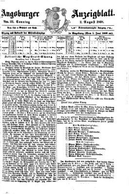 Augsburger Anzeigeblatt Sonntag 2. August 1868