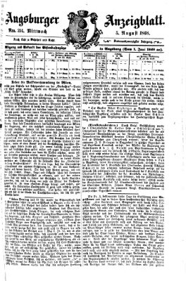 Augsburger Anzeigeblatt Mittwoch 5. August 1868