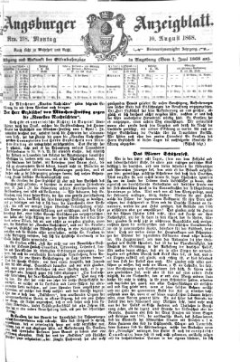 Augsburger Anzeigeblatt Montag 10. August 1868