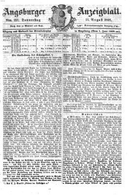 Augsburger Anzeigeblatt Donnerstag 13. August 1868