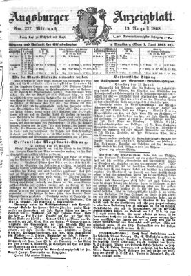 Augsburger Anzeigeblatt Mittwoch 19. August 1868