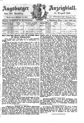 Augsburger Anzeigeblatt Samstag 22. August 1868