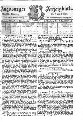 Augsburger Anzeigeblatt Montag 24. August 1868