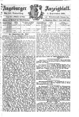 Augsburger Anzeigeblatt Donnerstag 3. September 1868