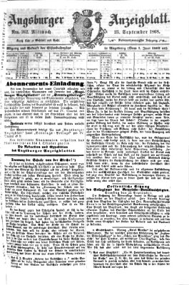 Augsburger Anzeigeblatt Mittwoch 23. September 1868