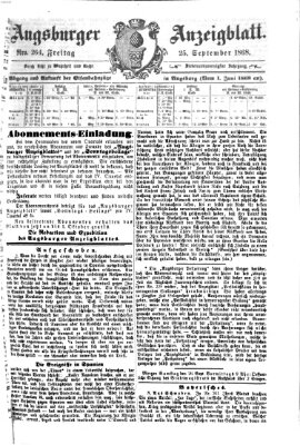 Augsburger Anzeigeblatt Freitag 25. September 1868