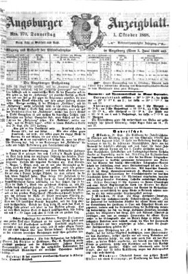 Augsburger Anzeigeblatt Donnerstag 1. Oktober 1868