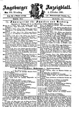 Augsburger Anzeigeblatt Dienstag 6. Oktober 1868