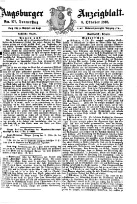 Augsburger Anzeigeblatt Donnerstag 8. Oktober 1868