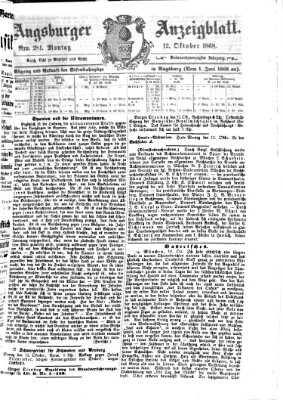 Augsburger Anzeigeblatt Montag 12. Oktober 1868