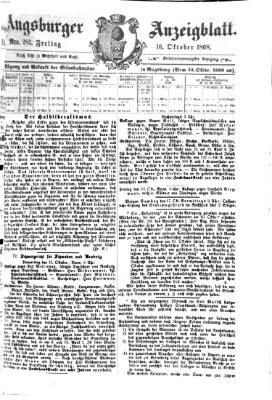 Augsburger Anzeigeblatt Freitag 16. Oktober 1868