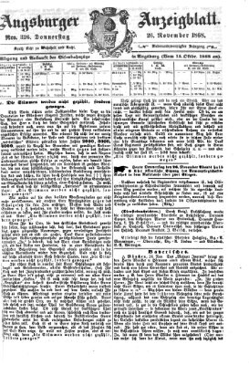 Augsburger Anzeigeblatt Donnerstag 26. November 1868