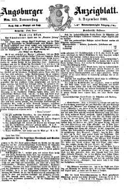 Augsburger Anzeigeblatt Donnerstag 3. Dezember 1868