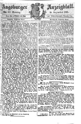 Augsburger Anzeigeblatt Montag 28. Dezember 1868