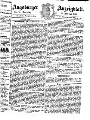 Augsburger Anzeigeblatt Sonntag 10. Januar 1869