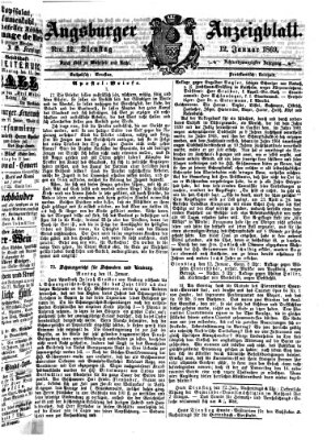 Augsburger Anzeigeblatt Dienstag 12. Januar 1869