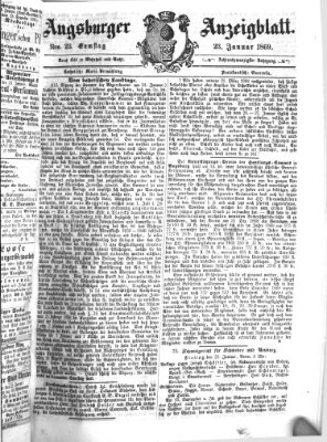 Augsburger Anzeigeblatt Samstag 23. Januar 1869