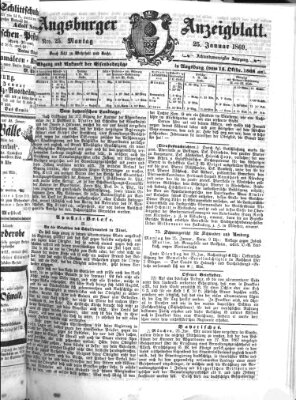 Augsburger Anzeigeblatt Montag 25. Januar 1869