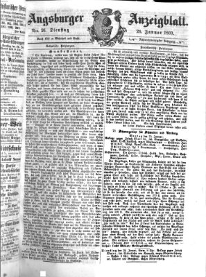 Augsburger Anzeigeblatt Dienstag 26. Januar 1869