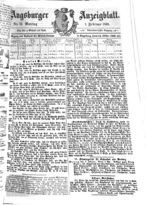 Augsburger Anzeigeblatt Montag 1. Februar 1869