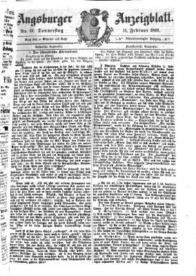 Augsburger Anzeigeblatt Donnerstag 11. Februar 1869