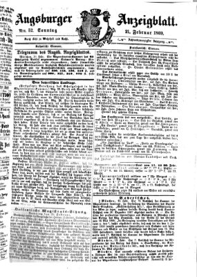 Augsburger Anzeigeblatt Sonntag 21. Februar 1869