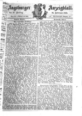 Augsburger Anzeigeblatt Freitag 26. Februar 1869