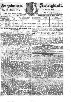 Augsburger Anzeigeblatt Donnerstag 1. April 1869