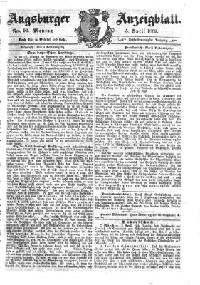 Augsburger Anzeigeblatt Montag 5. April 1869