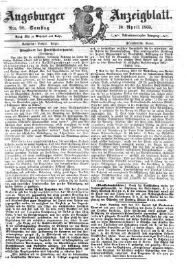 Augsburger Anzeigeblatt Samstag 10. April 1869