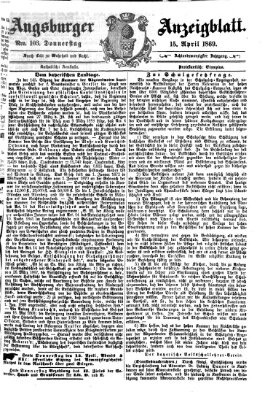 Augsburger Anzeigeblatt Donnerstag 15. April 1869