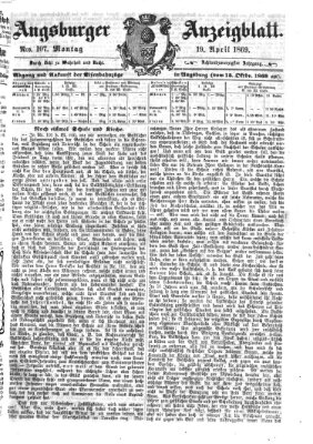 Augsburger Anzeigeblatt Montag 19. April 1869