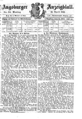 Augsburger Anzeigeblatt Montag 26. April 1869